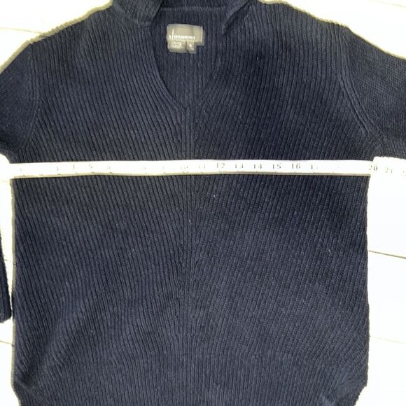 Anthro | by Anthropologie Stitch Sweater Hoodie Knit Navy sz XS Oversized - Picture 6 of 9